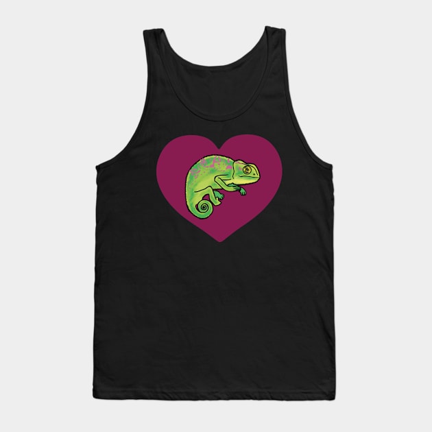 Purple Heart Colorful Chameleon for Chameleon Lovers Tank Top by Mochi Merch